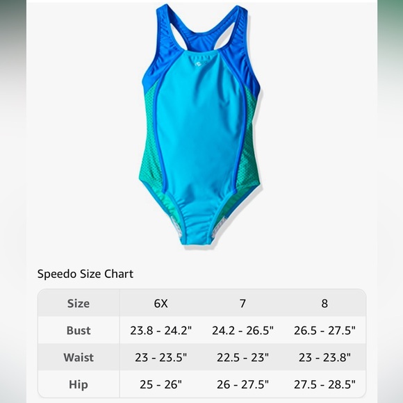 NEW Speedo Girl's Swimsuit One-Piece Mesh Splice Thick Strap, Darling Ditsy Cyan - Picture 13 of 13